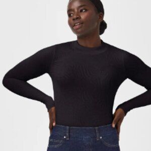 NWT - SPANX - Seamless Swirl Long Sleeve Shirt - Very Black - Size: Large